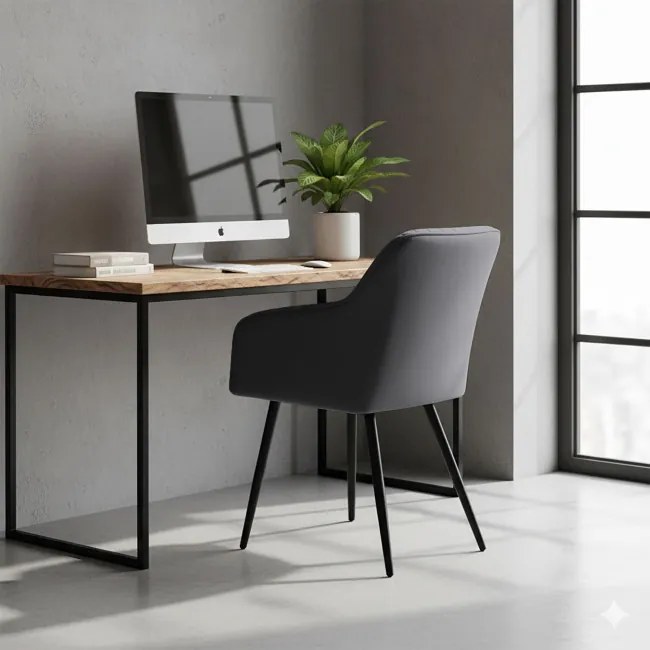 Sada štyroch jedálenských stoličiek FLORENCE zamatové, grafitové / čierne nohy (4 ks)