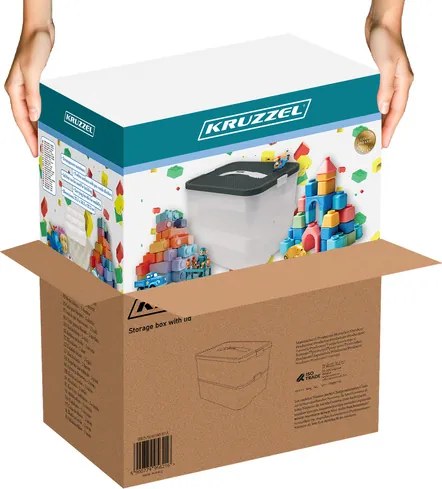 KRUZZEL Box na stavebnice s 2 úrovňami - organizér na hračky - Kruzzel