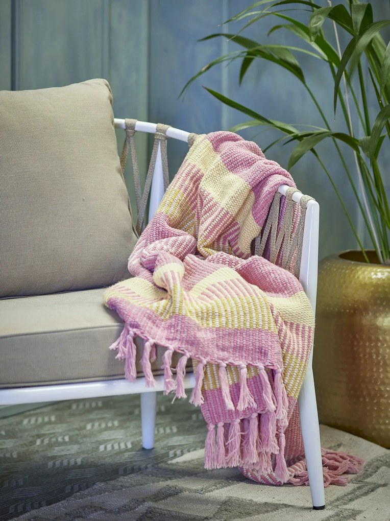 Bloomingville Prehoz z recyklovanej bavlny Isnel Pink 130 × 160 cm