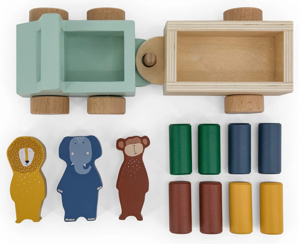 Trixie Drevené autíčko s prívesom