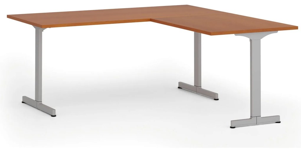 Kancelársky stôl PRIMO BETA L, 180x180 cm, sivá podnož, čerešňa