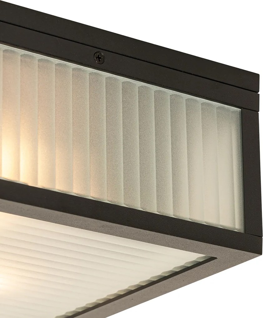 Inteligentné vonkajšie stropné svietidlo čierne s rebrovaným sklom vrátane WiFi A60 - Charlois