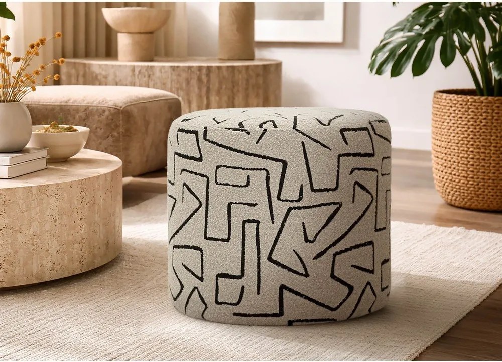 Béžový taburet z textílie buklé Nairobi – Mauro Ferretti