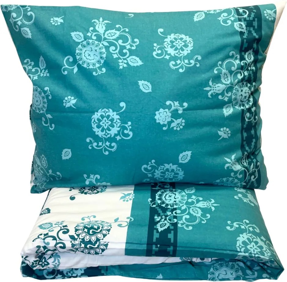 Obliečky flanelové Carmela zelená 200x140cm+90x70cm TiaHome