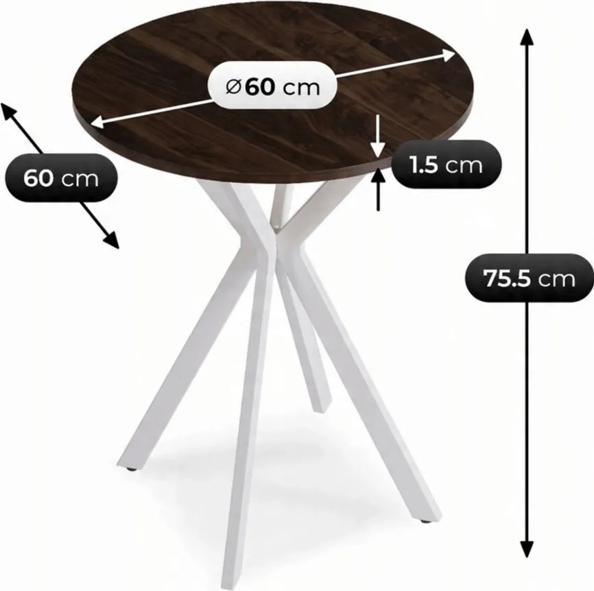 Stôl ERION 60 cm Orech / Biely