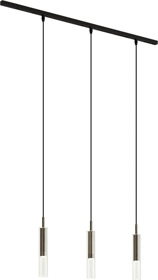 Moderný koľajnicový systém čierny s 3 závesnými svietidlami Gunmetal 1-fázový - Slimline Loyce