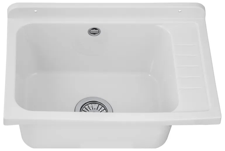 Gamma Selva, univerzálna plastová výlevka 58x38x26,7 cm + sifón, 1-komorová, biela, GMA-KGS58-WH