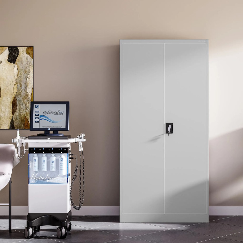 Kovová šatňová skriňa DAWID, 900 x 1850 x 450 mm, šedá