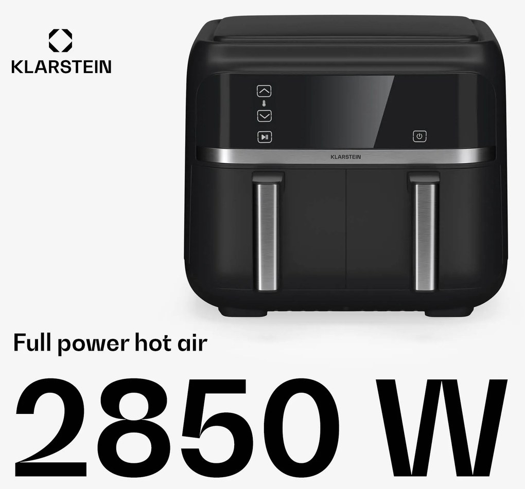 Klarstein VitaFry Duo, teplovzdušná fritéza, 2850 W, 7,6 l, 2 varné zóny, 6 programov