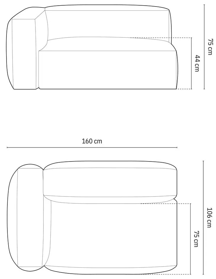 Zelený modul pohovky (ľavý roh) Martina – Micadoni Home