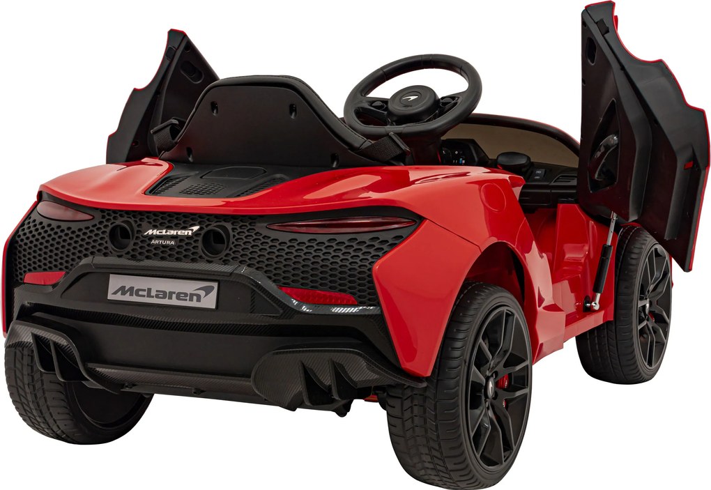 Ramiz McLaren Artur batéria pre deti Červená + pohon 4x4 + diaľkové ovládanie + pomalý štart + EVA + LED Audio