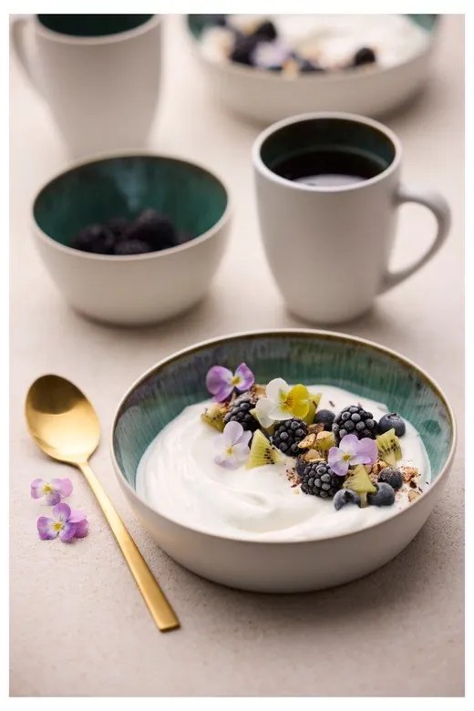 Biela/zelená miska z kameniny 400 ml Gastro White/Green – Bitz