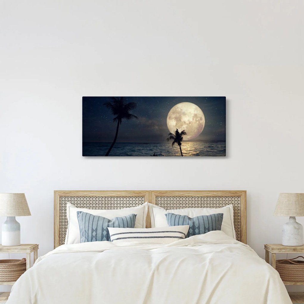 Obraz - Pláž s splnom (120x50 cm)