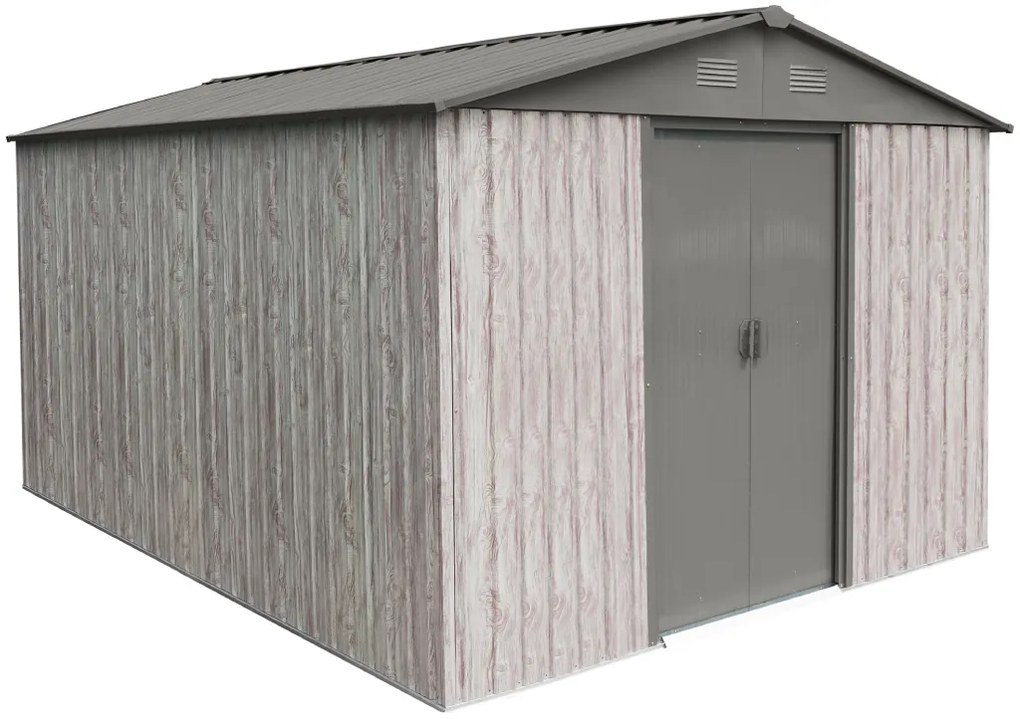 Záhradný domček BestBerg ZDB-9SD / 9 m² / 279 x 324 x 211 cm / biele drevo / sivá