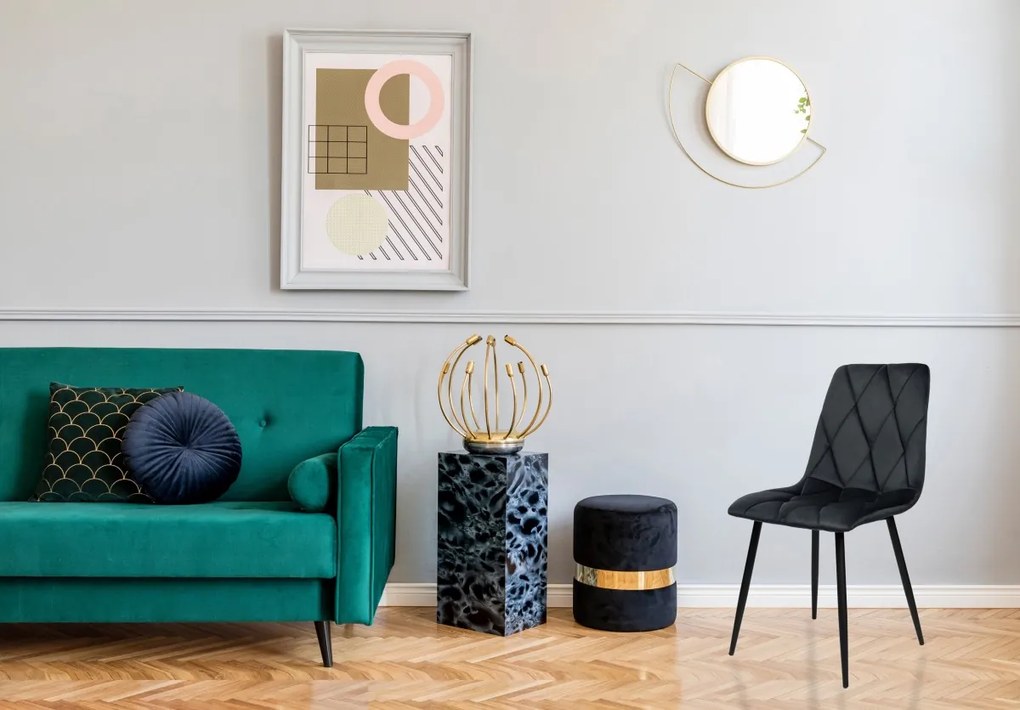 Čalúnená jedálenská stolička MADISON zamat čierna