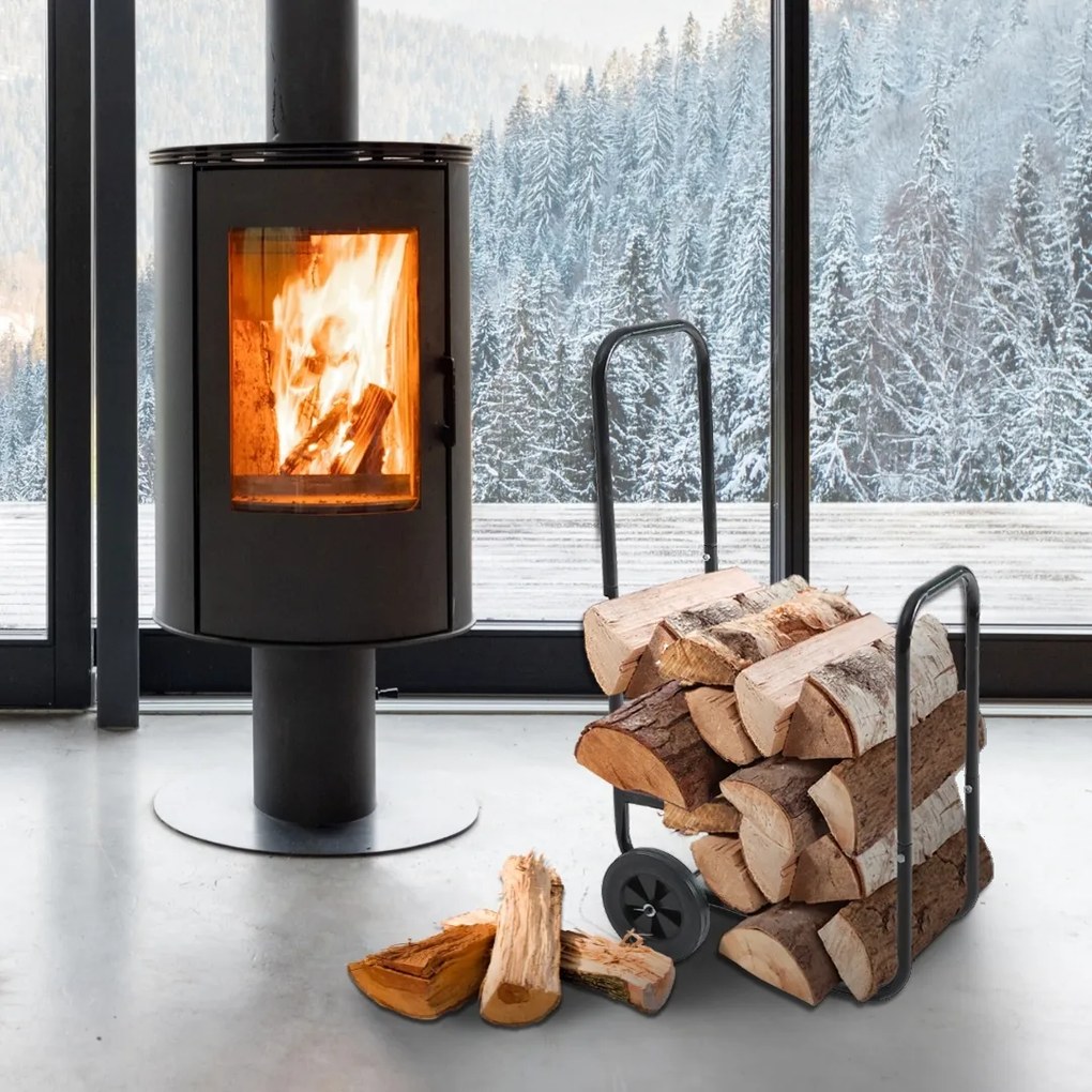 Vozík na palivové drevo AUREL, 56x45x105cm, čierna Gardebruk