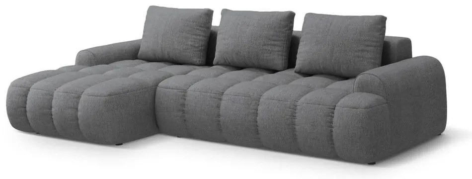 Sivá rozkladacia/s úložným priestorom rohová pohovka (ľavý roh/s leňoškou) Linz – Cosmopolitan Design