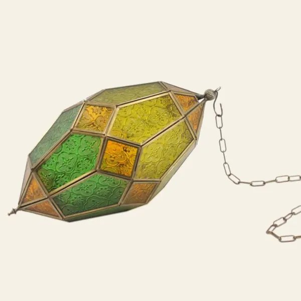 Orientálna závesná lampa SELLIMA - žlto zelená