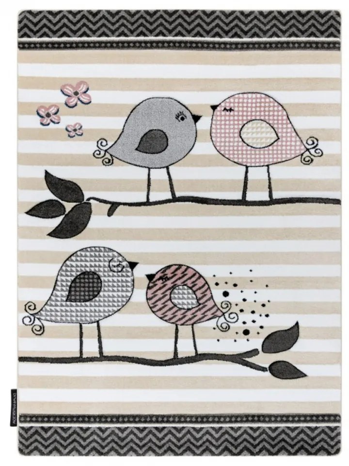 Detský kusový koberec Vtáčiky krémový, Velikosti 120x170cm