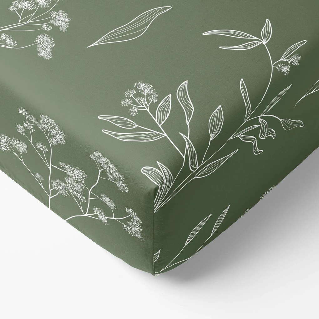 Goldea bavlnená napínacia plachta - bylinkové lístky 80 x 160 cm