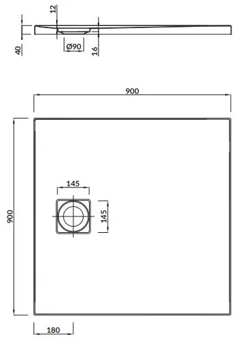 Cersanit TAKO SLIM sprchová vanička 90x90x4 cm + sifón, biela, S601-122