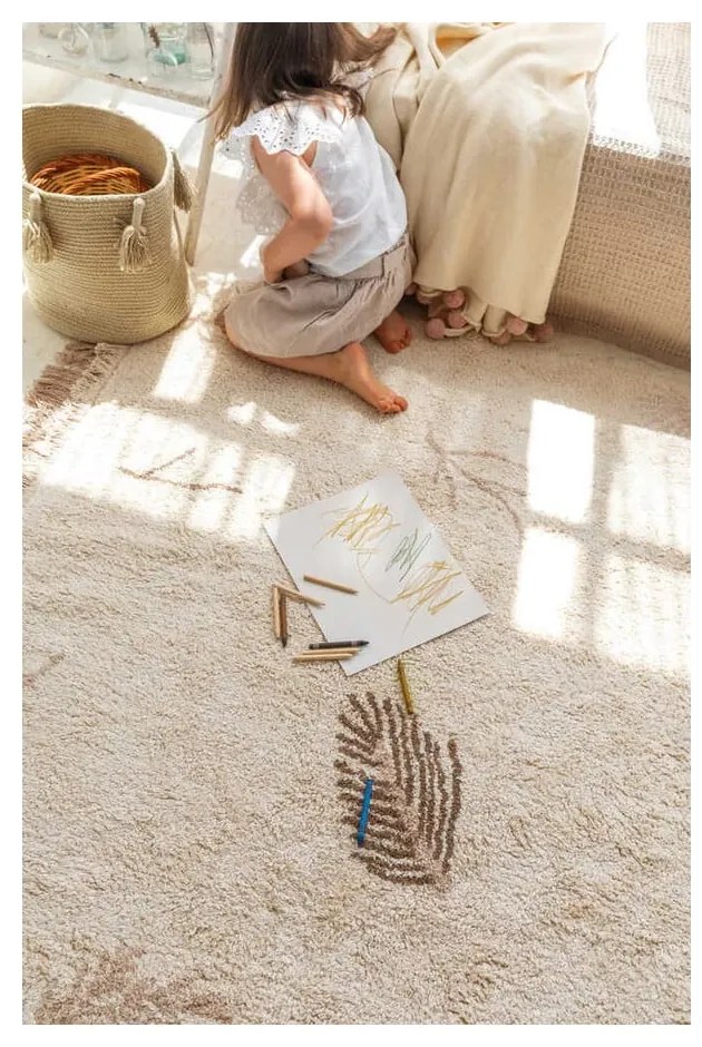 Krémový prateľný ručne tkaný bavlnený detský koberec 170x240 cm Pine Forest – Lorena Canals