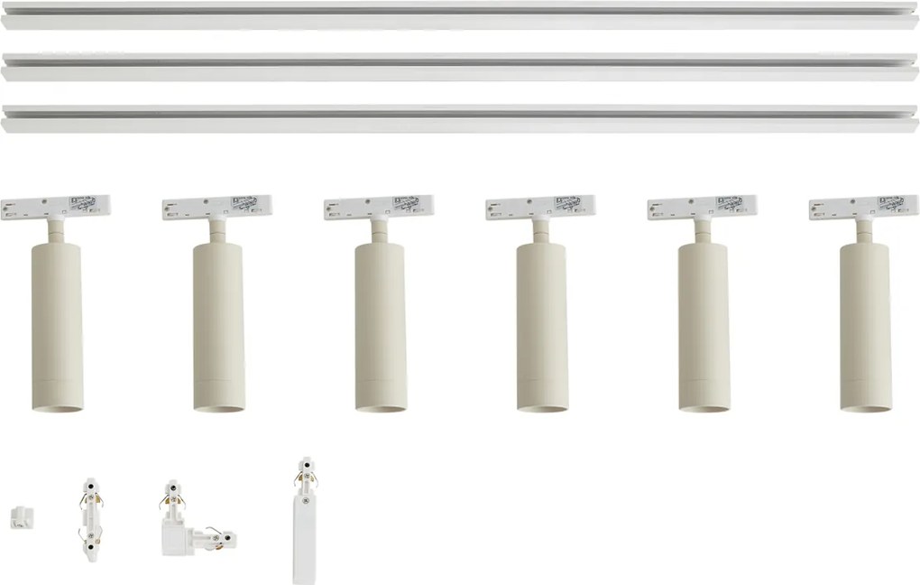 Modern railsysteem wit met 6 spots beige 1-fase - Slimline Uzzy