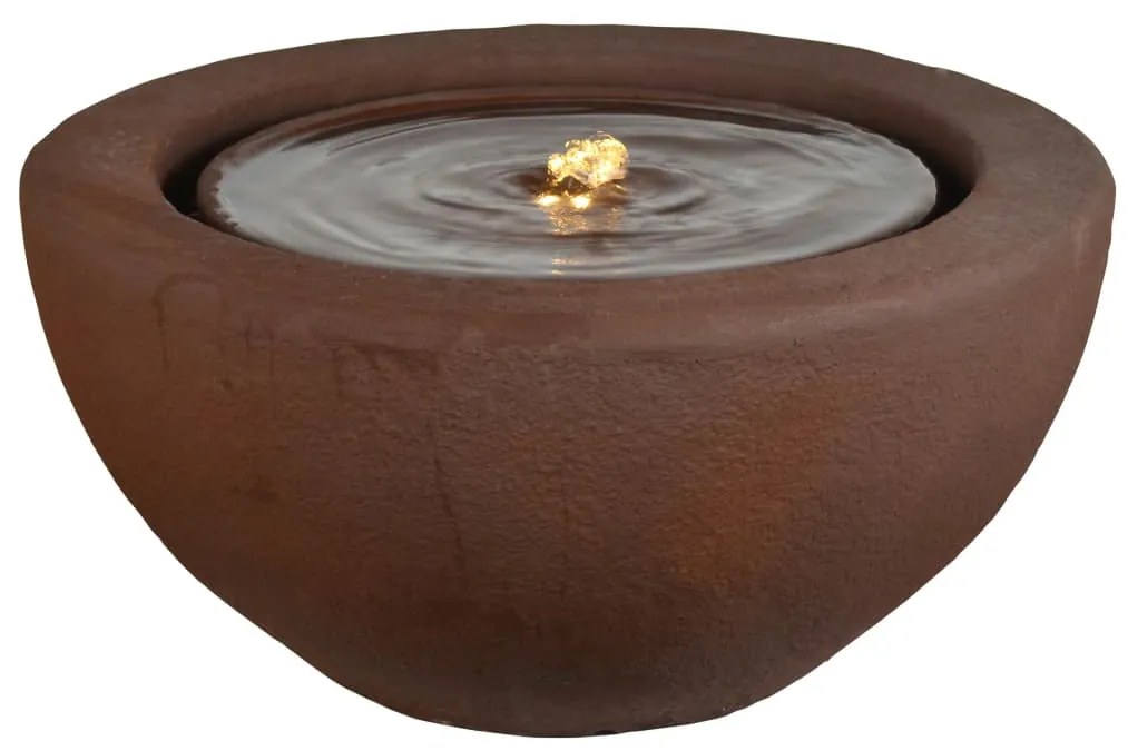 HEISSNER Terasová fontána s LED polguľová 50x50x25 cm hrdza