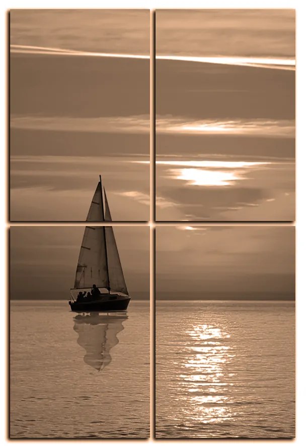 Obraz na plátne - Loď pri západe slnka - obdĺžnik 7247FE (120x80 cm)