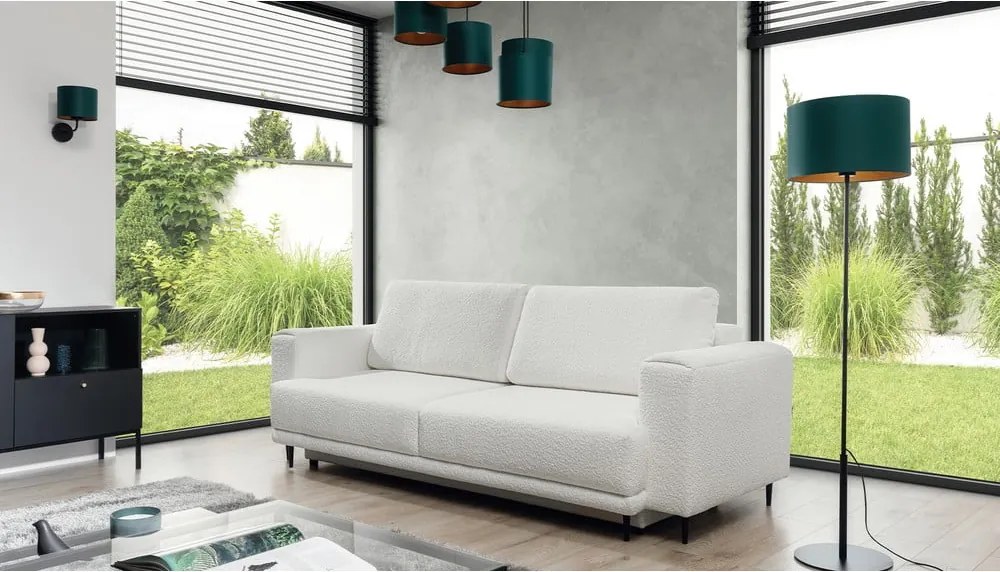 Krémovobiela rozkladacia/s úložným priestorom pohovka z textílie buklé 260 cm Dalia – ELTAP