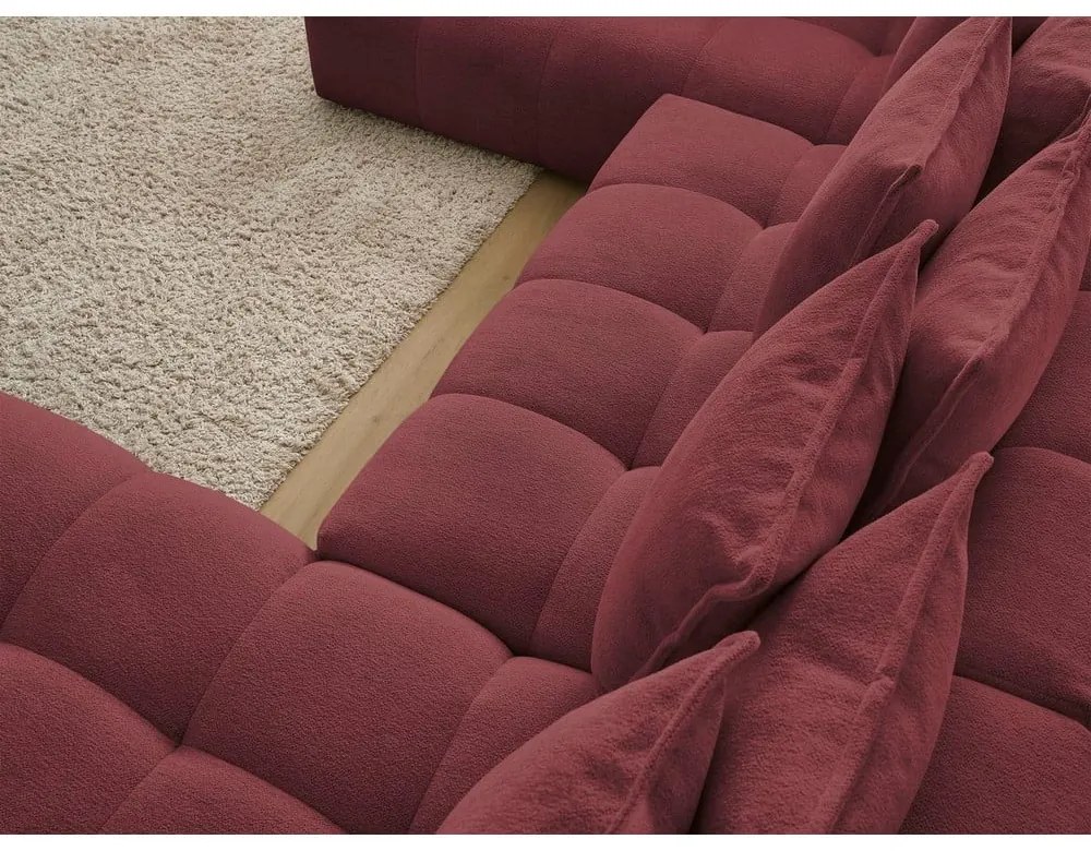 Vínovočervená ženilková rozkladacia/s úložným priestorom rohová pohovka (ľavý roh/do tvaru "U") Everest – Bobochic Paris