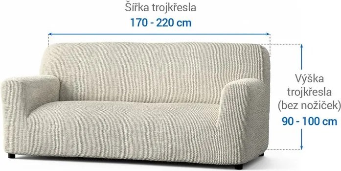 Bielastické poťahy COSTINA smotanová trojkreslo (š. 170 - 220 cm)
