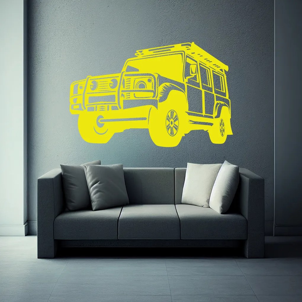 Veselá Stena Samolepka na stenu na stenu Auto Land Rover Defender Farba: čierna