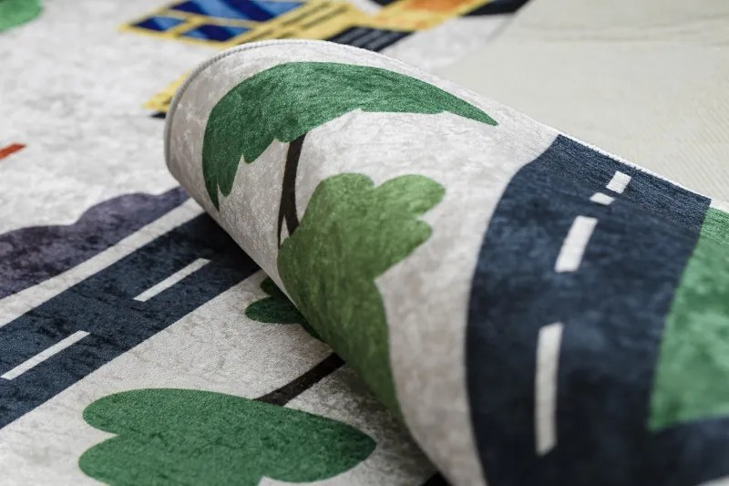 Detský kusový koberec Bambino 2223 Streets cars cream, 160x220, béžová, detská izba, Dywany Łuszczów