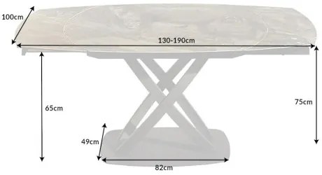 Rozkladací jedálenský stôl 41451 130/190 x 100cm Marble Look Taupe Ceramik - Komfort-nábytok