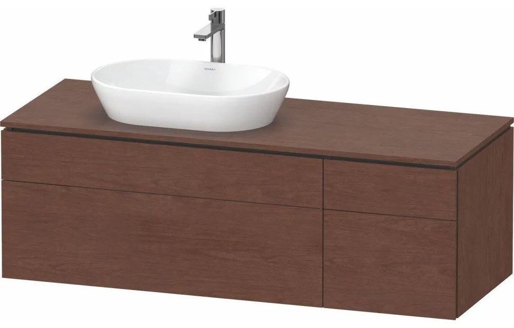 DURAVIT L-Cube závesná skrinka pod umývadlo na dosku (umývadlo vľavo), 4 zásuvky, 1420 x 550 x 482 mm, orech americký, LC4877013130000