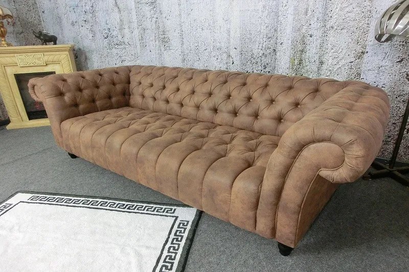 (3219) CANYON Chesterfield luxusná zamatová pohovka hnedá