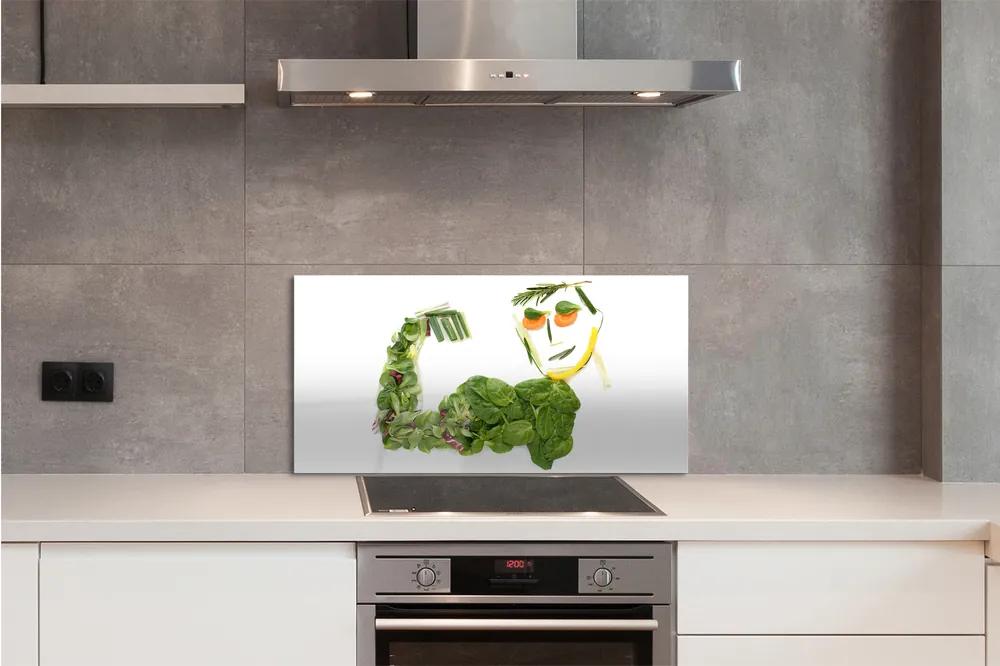 Sklenený obklad do kuchyne Znak so zeleninou 100x50 cm