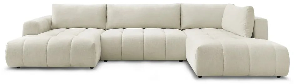 Béžová rozkladacia/s úložným priestorom rohová pohovka (pravý roh/do tvaru "U") Fuji – Bobochic Paris