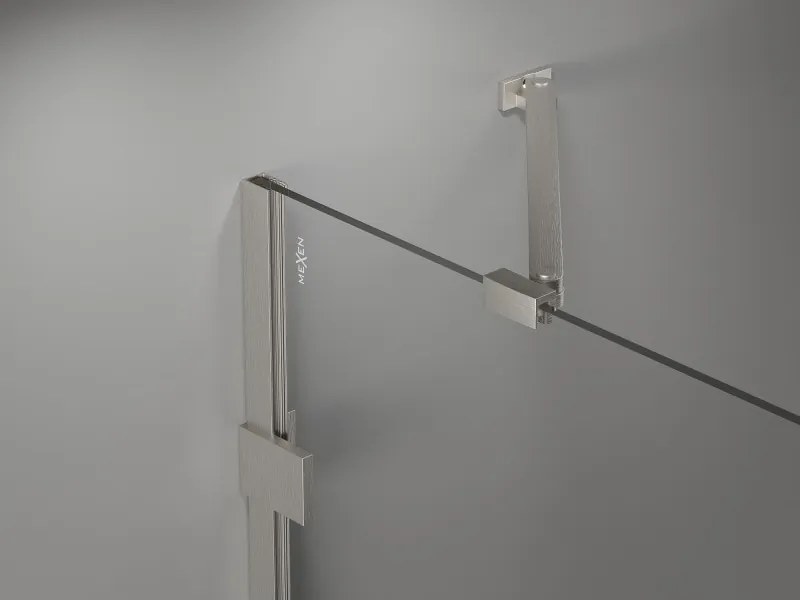 Mexen Lunar-B pravostranný výklopný sprchový kút 95 x 90 cm, číre sklo, brúsená oceľ, 832-095-090-97-00-P
