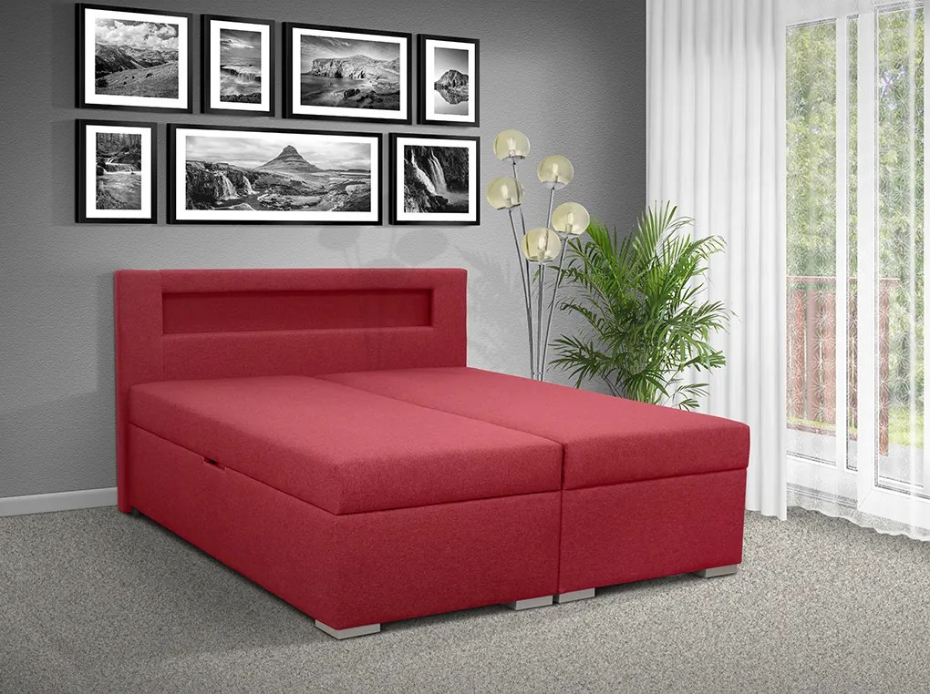 Čalúnená posteľ s úložným priestorom Bolero 160 Typ farebného prevedenia: Savana červená 60, Typ čela: A