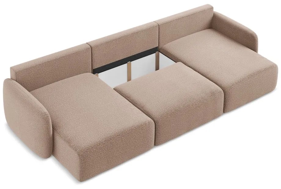 Svetlohnedá rozkladacia/s úložným priestorom rohová pohovka Kalena – Makamii