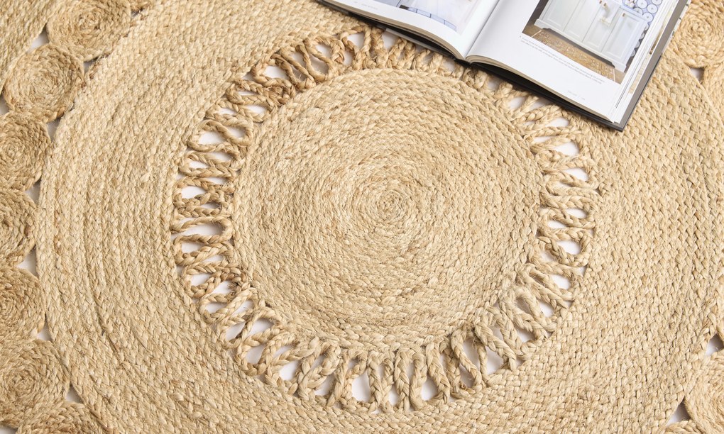 Diamond Carpets India, Ručne viazaný kusový koberec Zora J 29 Natural kruh, 180x180 (priemer) kruh, béžová, chodba / predsieň