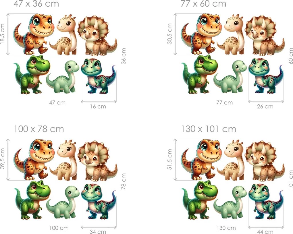 Dinosauríci textilní prelepiteľné nálepky na stenu hárok 47 x 36 cm