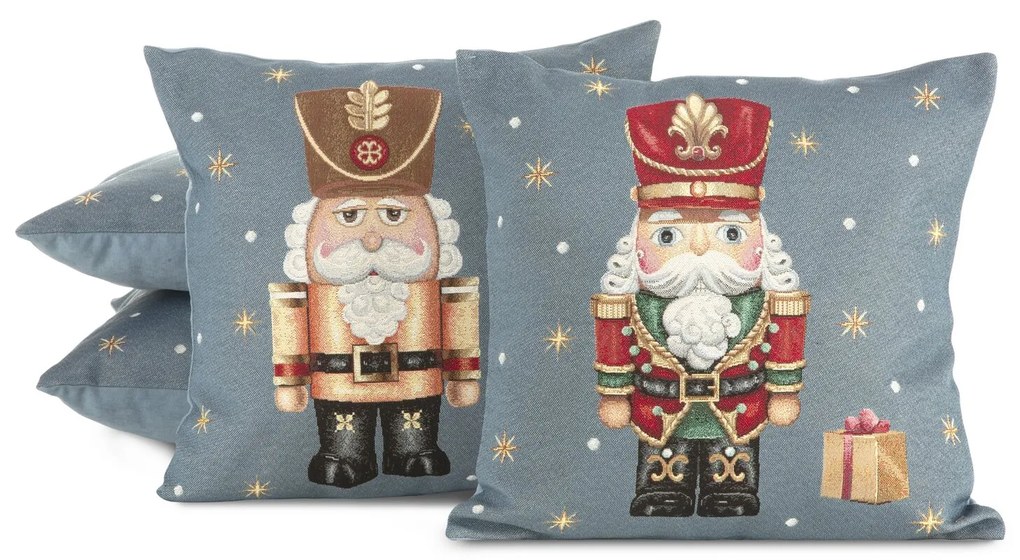 VIANOČNÁ GOBELÍNOVÁ DEKORAČNÁ OBLIEČKA NA VANKÚŠ NUTCRACKER 45X45 CM VZOROVANÁ