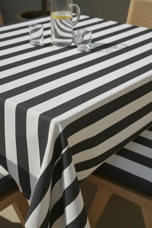 Záhradný obrus STRIPES grafitový Rozmer: 140x280 cm