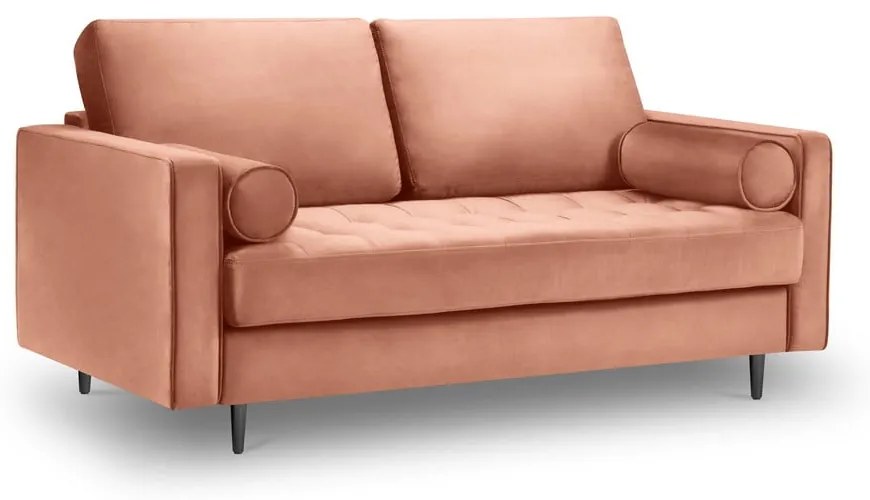 Ružová zamatová pohovka Milo Casa Santo, 174 cm