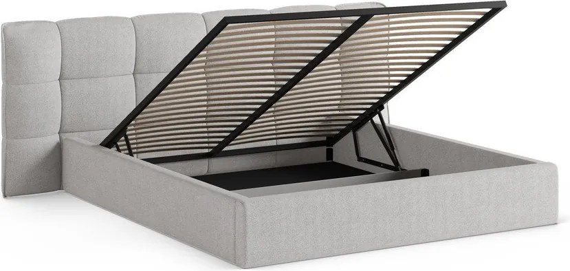 Sivá čalúnená dvojlôžková posteľ s úložným priestorom s roštom 180x200 cm Eric – Micadoni