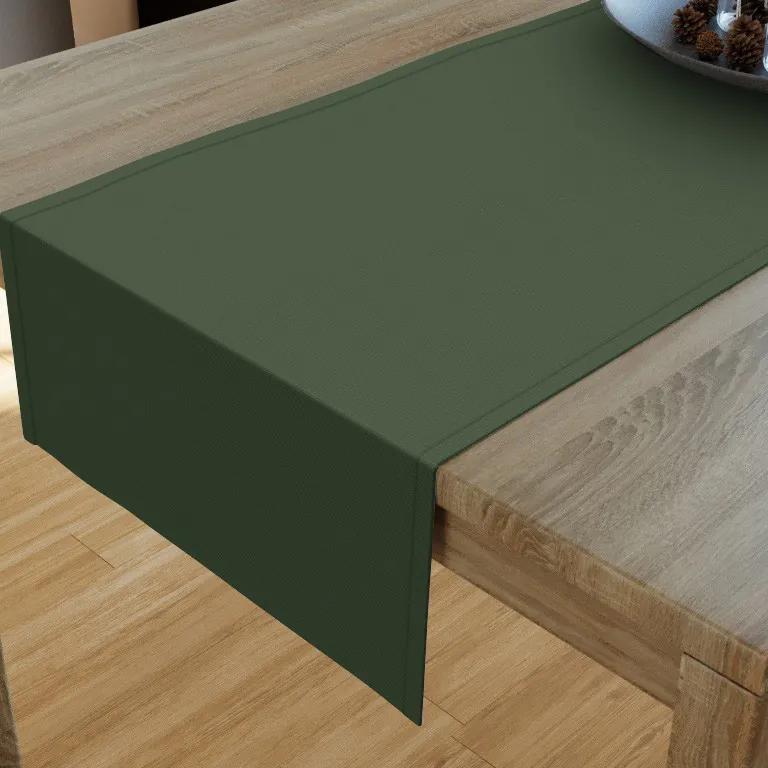 Goldea dekoračný behúň na stôl loneta - uni tmavo zelený 20x120 cm