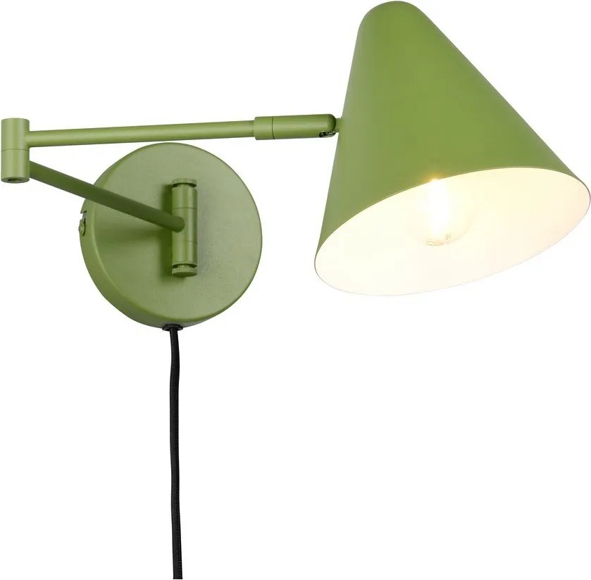 Zelené nástenné svietidlo s ohýbateľnou konštrukciou do zásuvky ø 15 cm Cosima – Trio